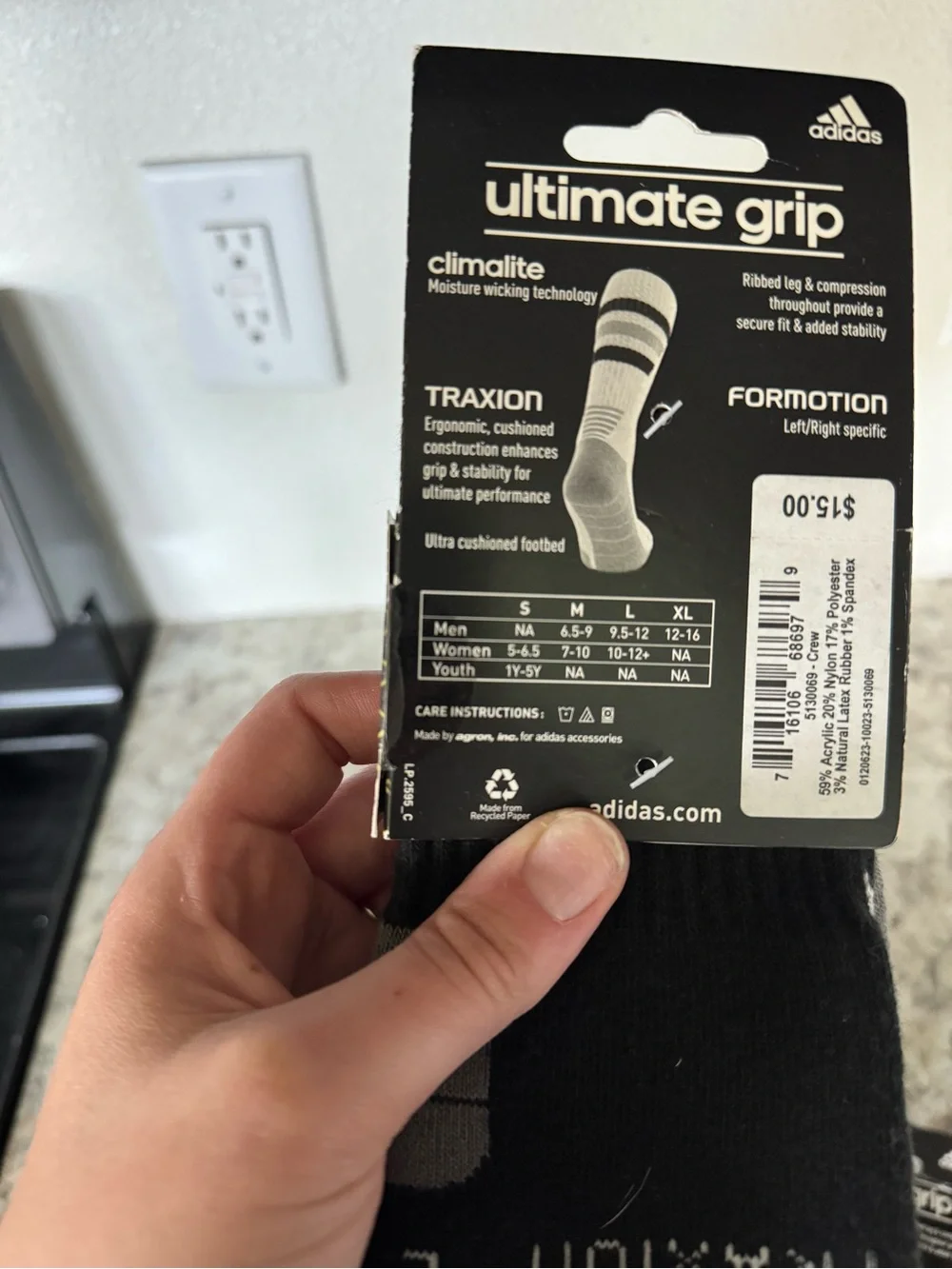 adidas Team Speed Traxion Crew Socks - Black & White